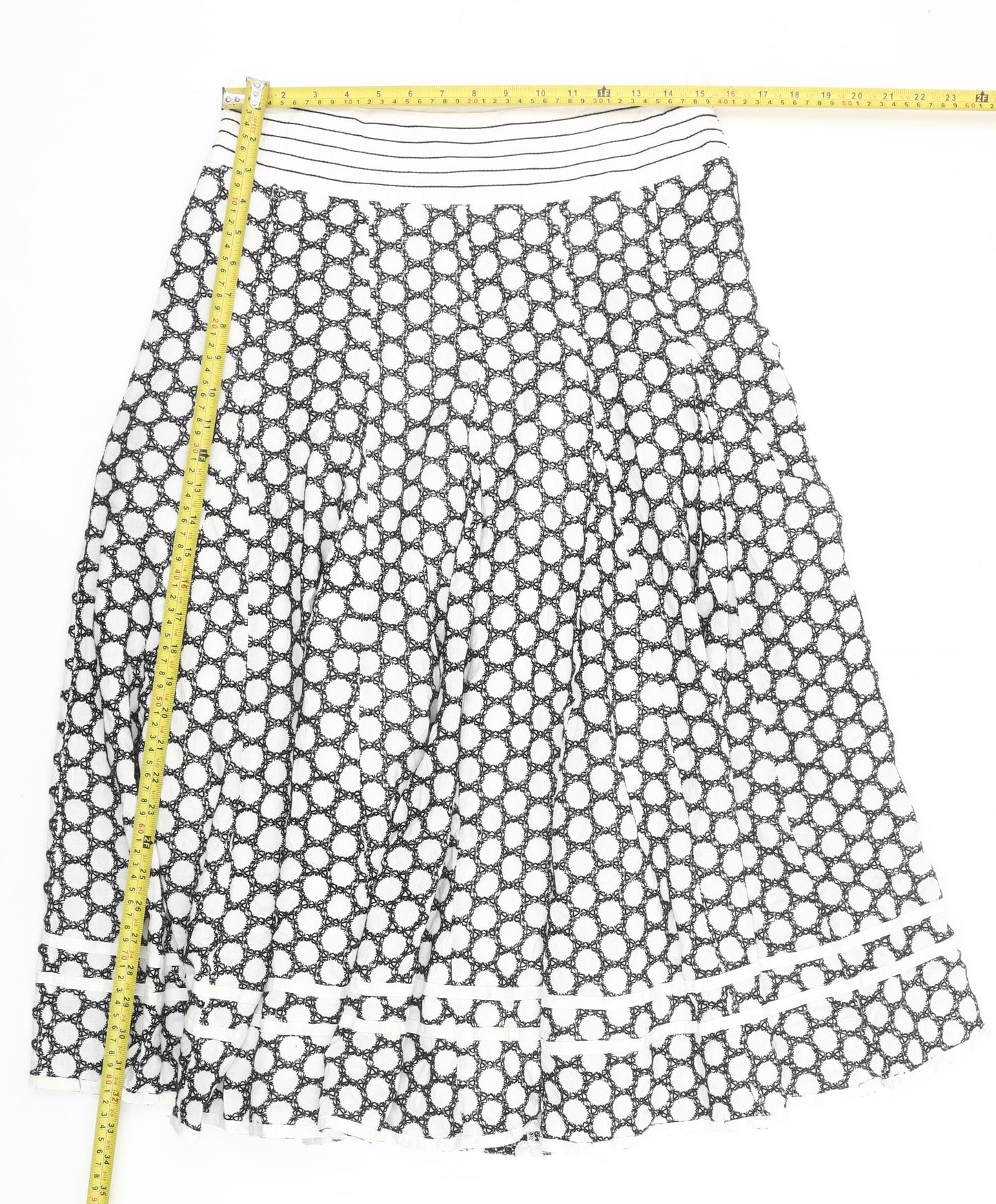 Debenhams Women's Black White A-Line Geometric Lace Skirt Size 12