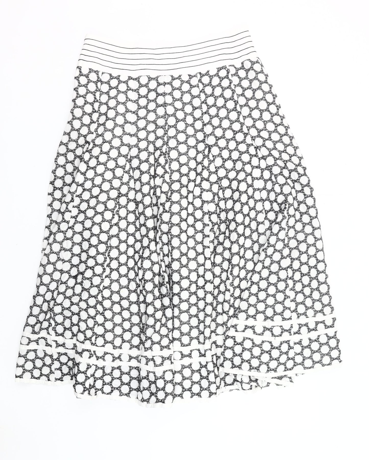 Debenhams Women's Black White A-Line Geometric Lace Skirt Size 12