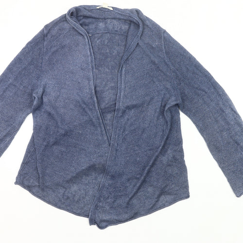 Esprit Women’s Blue Linen Open Cardigan Size L Long Sleeve Knit