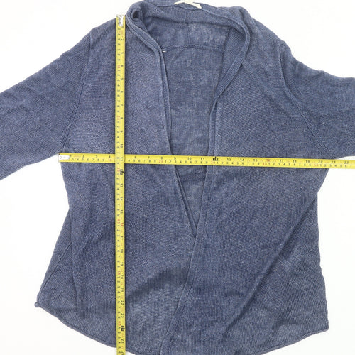 Esprit Women’s Blue Linen Open Cardigan Size L Long Sleeve Knit