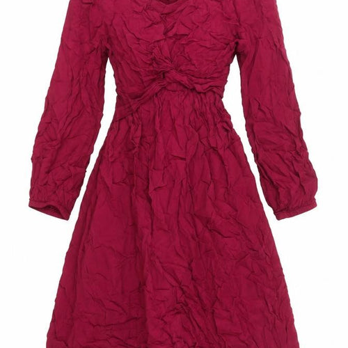 Zara Women’s Red Viscose A-Line Dress XS Long Sleeve Scoop Neck
