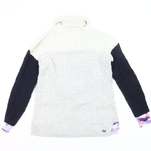 Crew Clothing Women’s Grey Roll Neck Cable-Knit Jumper Size 10