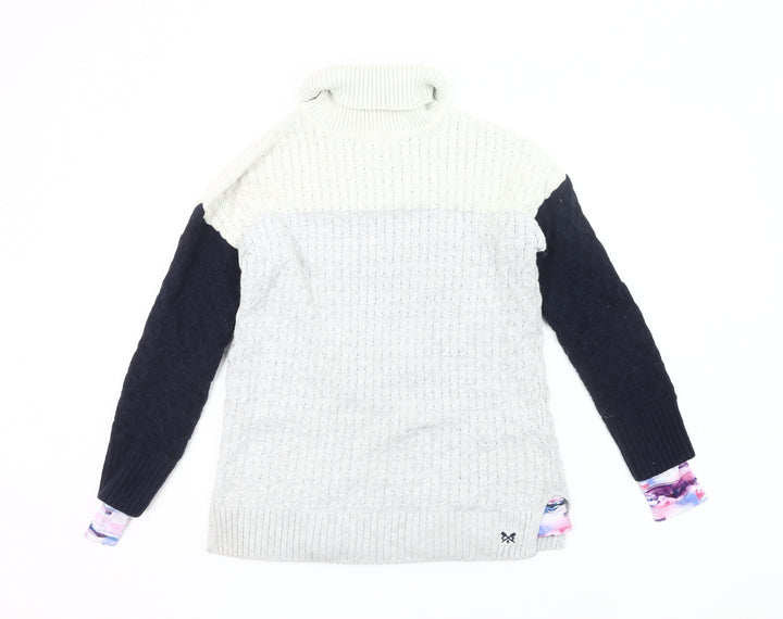 Crew Clothing Women’s Grey Roll Neck Cable-Knit Jumper Size 10