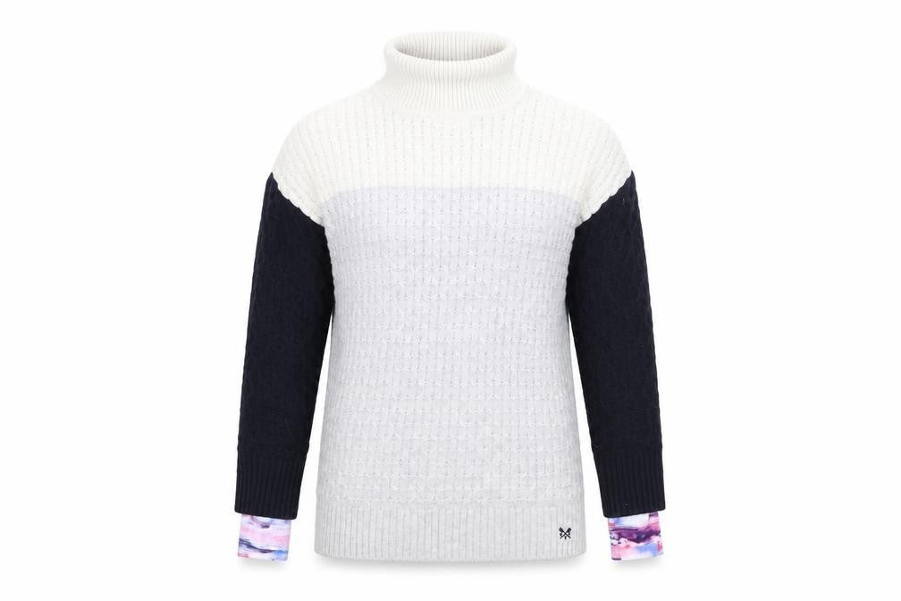 Crew Clothing Women’s Grey Roll Neck Cable-Knit Jumper Size 10