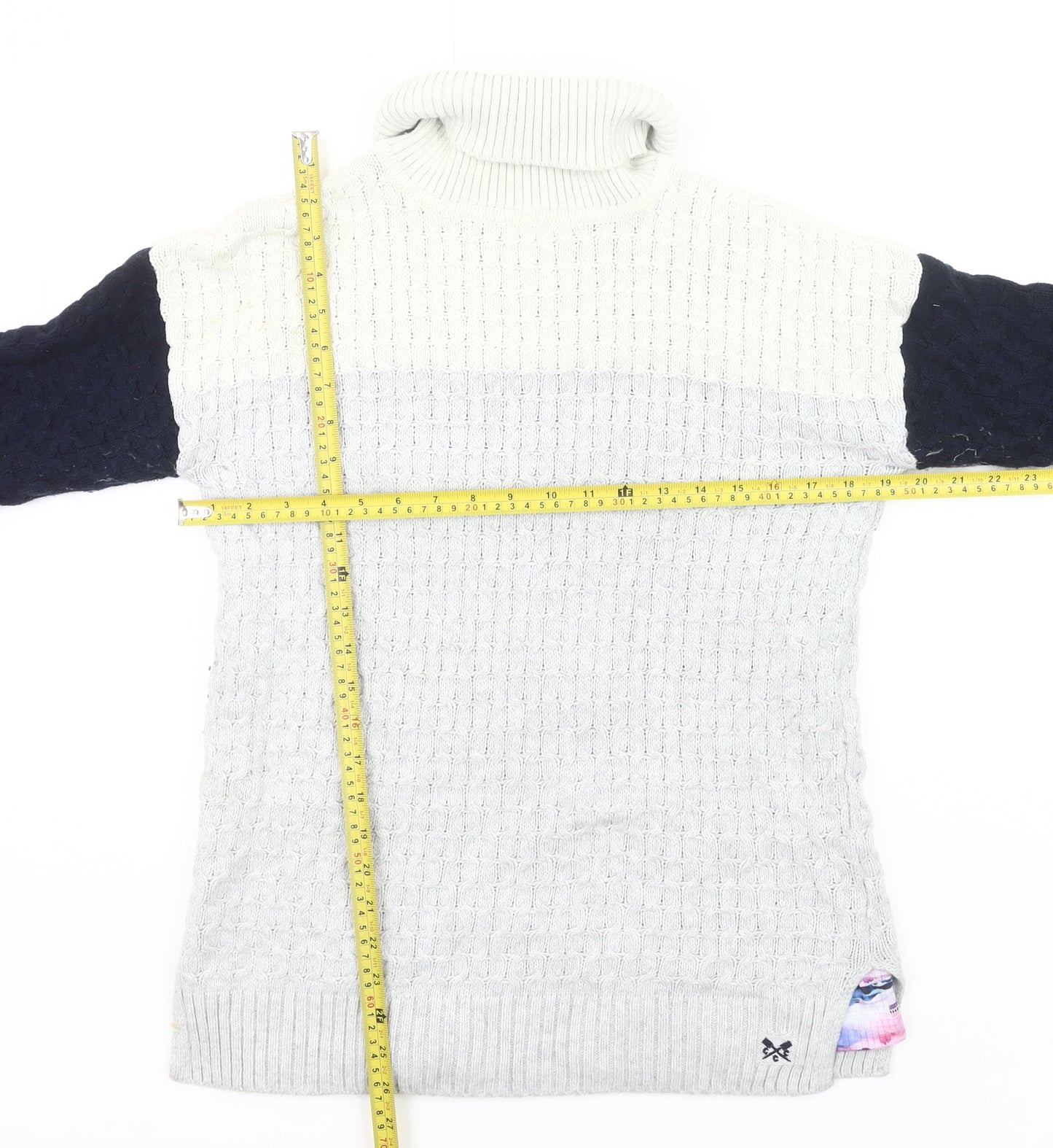 Crew Clothing Women’s Grey Roll Neck Cable-Knit Jumper Size 10