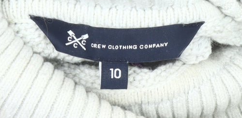 Crew Clothing Women’s Grey Roll Neck Cable-Knit Jumper Size 10