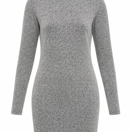 Mango Women’s Grey Bodycon Dress Size 10 Long Sleeve High Neck