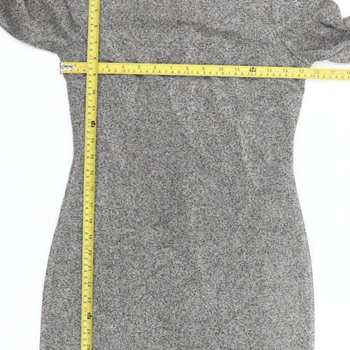 Mango Women’s Grey Bodycon Dress Size 10 Long Sleeve High Neck
