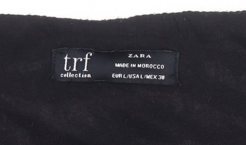 Zara Women Black Animal Print Wrap Dress Size 14 Long Sleeve