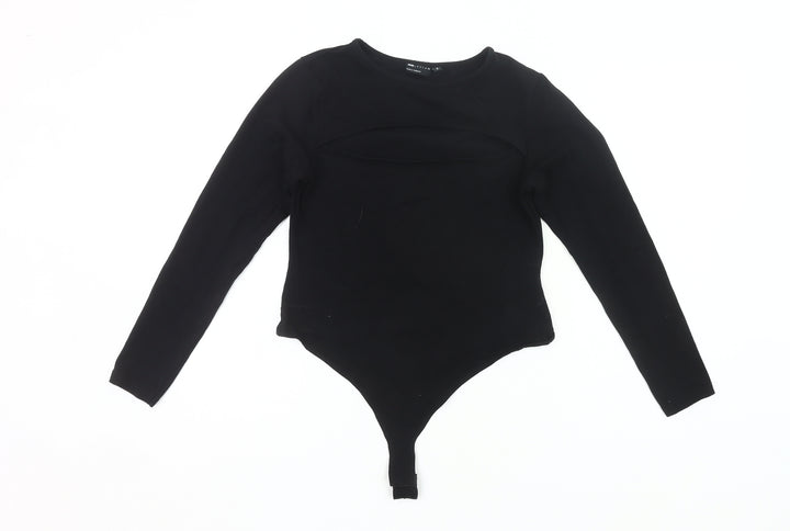 ASOS Women’s Black Long Sleeve Bodysuit UK 12 Cotton Stretch