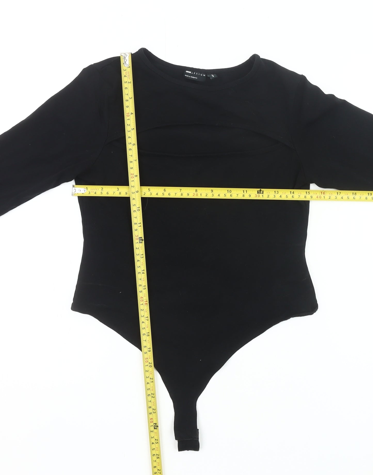 ASOS Women’s Black Long Sleeve Bodysuit UK 12 Cotton Stretch