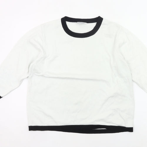Cotswold Collections Womens White Black Trim Cotton Pullover Jumper XL