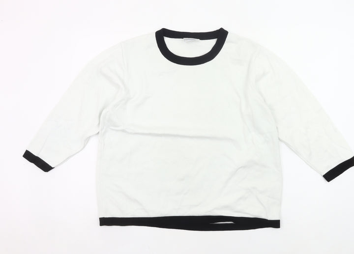 Cotswold Collections Womens White Black Trim Cotton Pullover Jumper XL