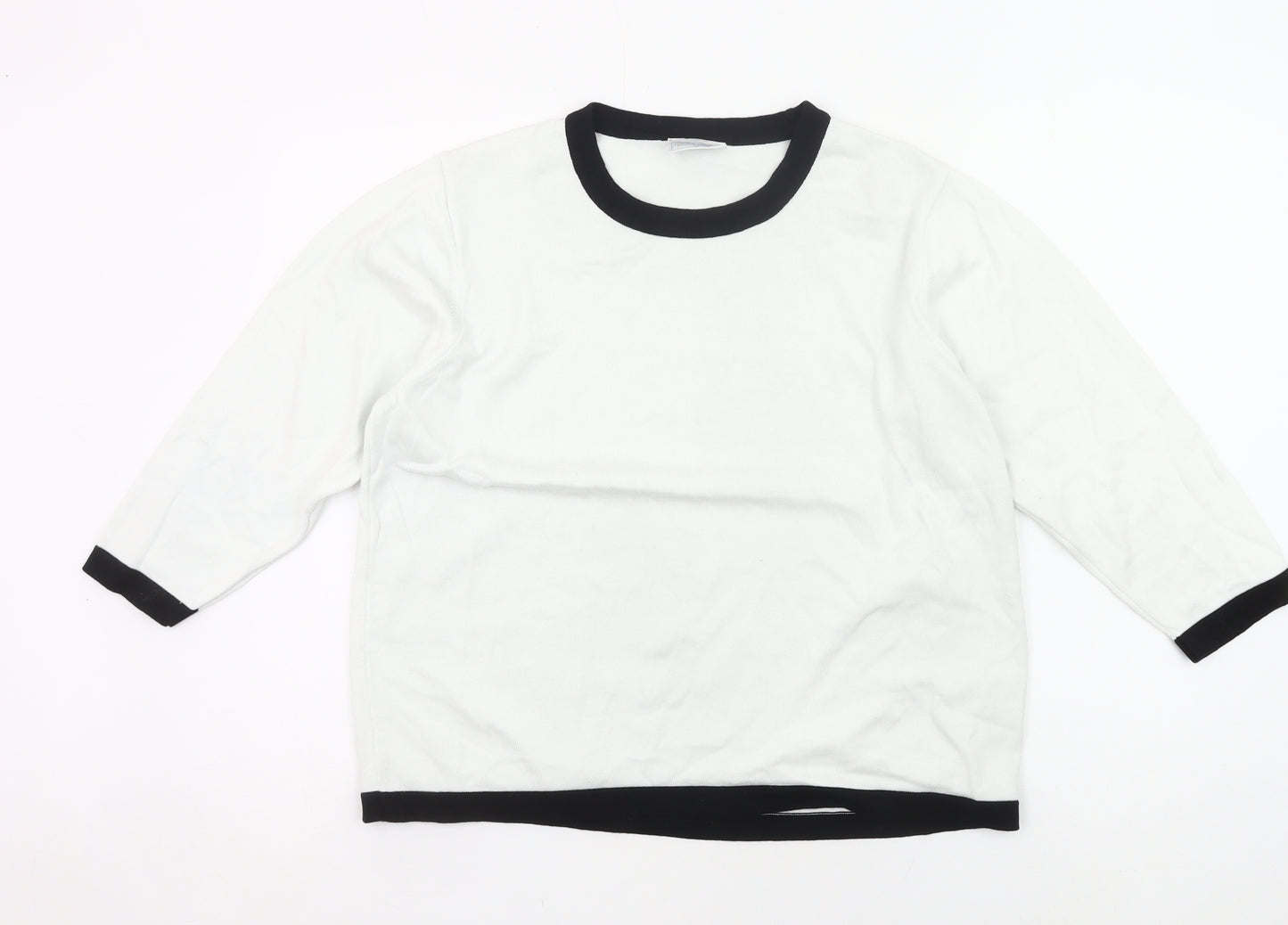 Cotswold Collections Womens White Black Trim Cotton Pullover Jumper XL