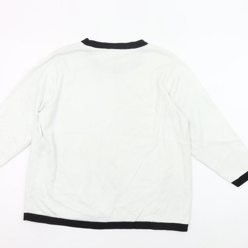 Cotswold Collections Womens White Black Trim Cotton Pullover Jumper XL