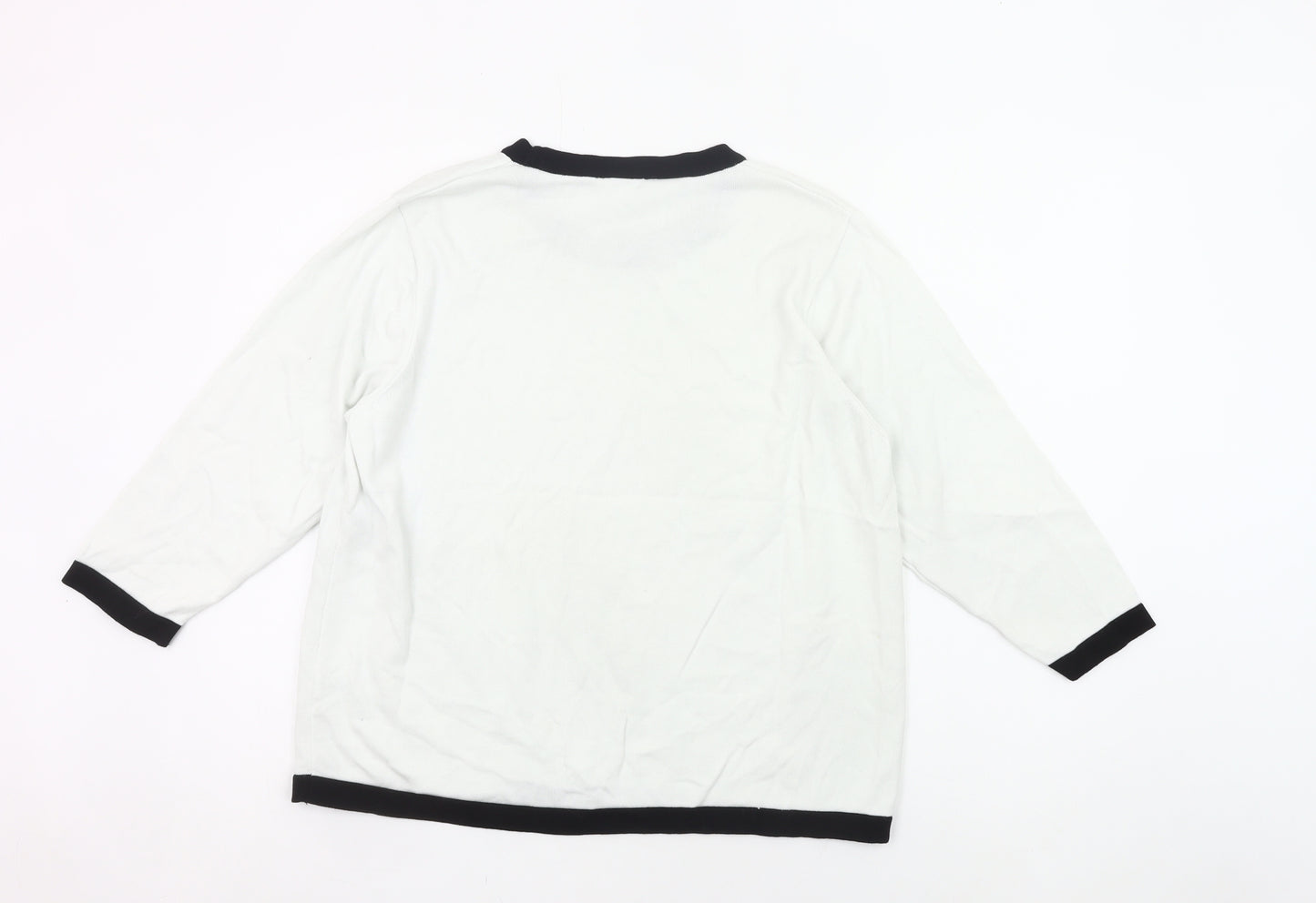 Cotswold Collections Womens White Black Trim Cotton Pullover Jumper XL