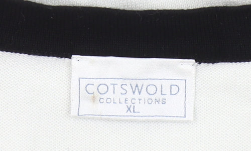 Cotswold Collections Womens White Black Trim Cotton Pullover Jumper XL