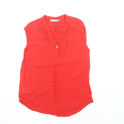 JoJo Maman Bébé Women’s Red Sleeveless Viscose Henley Blouse Size S