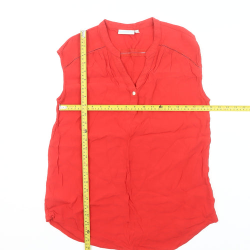 JoJo Maman Bébé Women’s Red Sleeveless Viscose Henley Blouse Size S
