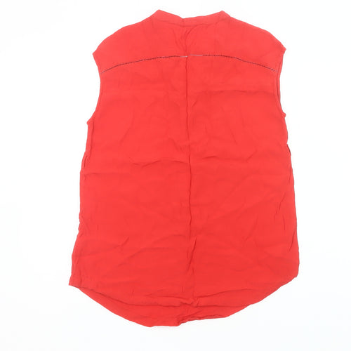 JoJo Maman Bébé Women’s Red Sleeveless Viscose Henley Blouse Size S
