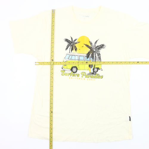 BadRhino Mens Beige XL Graphic Surfers Paradise T-Shirt