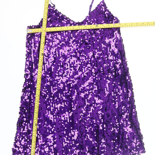 Primark Women’s Purple Sequin Slip Dress Size 8 Party Cocktail