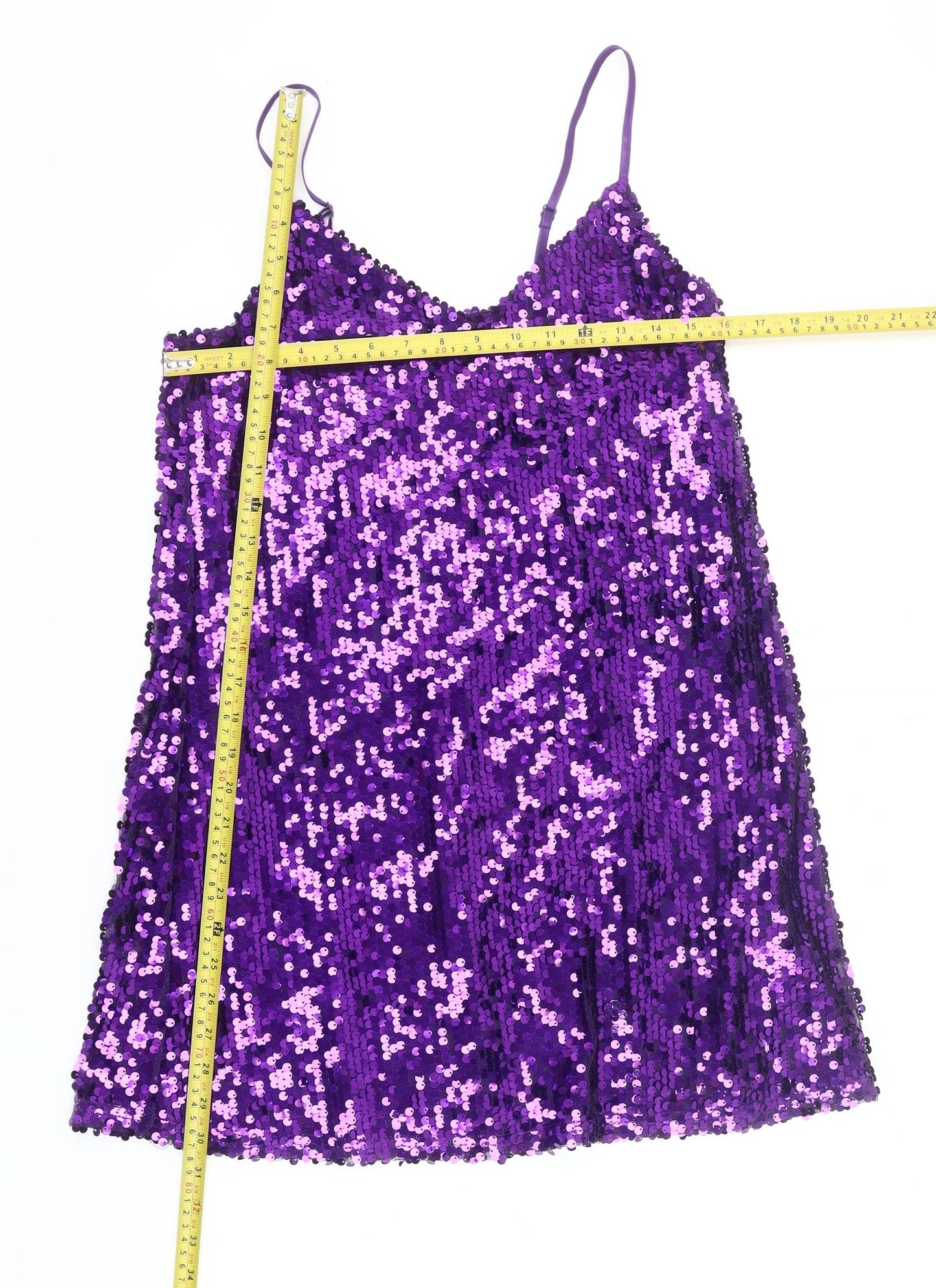 Primark Women’s Purple Sequin Slip Dress Size 8 Party Cocktail