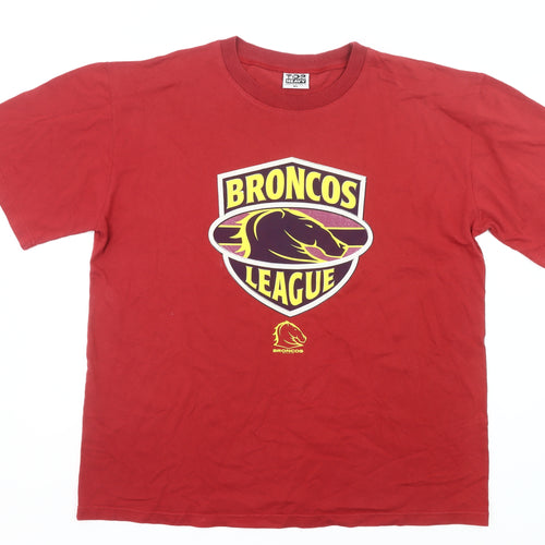 Top Heavy Men’s Red XL Broncos League Vintage Sports Graphic T-Shirt