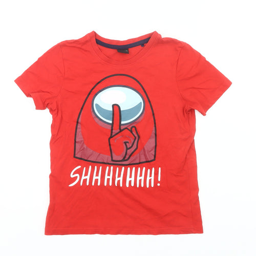 Among Us Boys Red Graphic T-Shirt 10-11 Years Short Sleeve Cotton