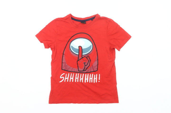 Among Us Boys Red Graphic T-Shirt 10-11 Years Short Sleeve Cotton
