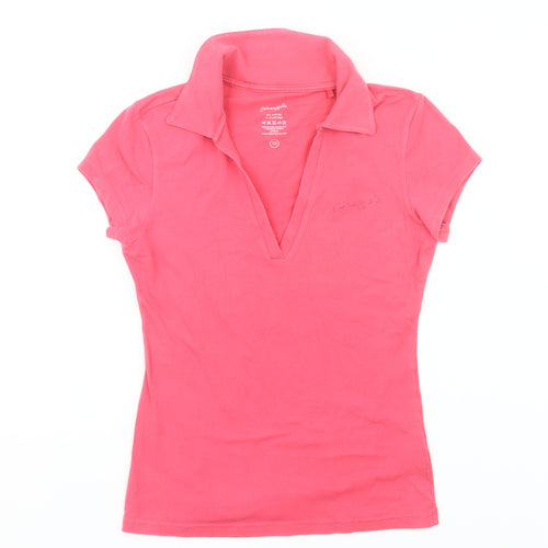 Pineapple Womens Pink Polo Shirt Size 10 Slim Fit Cotton Stretch