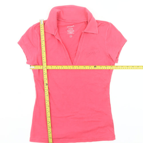 Pineapple Womens Pink Polo Shirt Size 10 Slim Fit Cotton Stretch