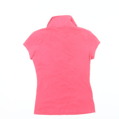Pineapple Womens Pink Polo Shirt Size 10 Slim Fit Cotton Stretch