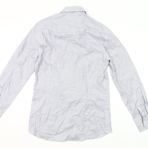 Marks and Spencer Men Grey Long Sleeve Cotton Button-Up Shirt Size 15
