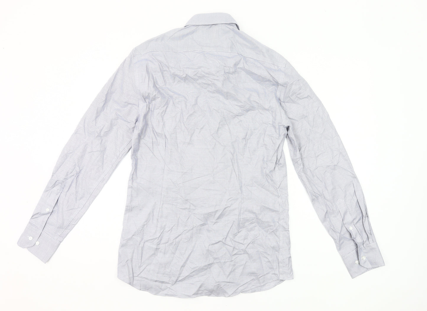Marks and Spencer Men Grey Long Sleeve Cotton Button-Up Shirt Size 15