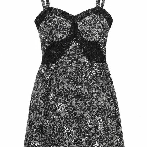 Topshop Women’s Black Floral Lace Short Slip Dress UK 12