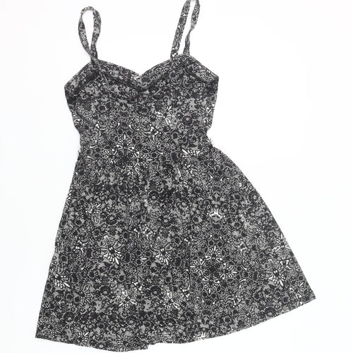 Topshop Women’s Black Floral Lace Short Slip Dress UK 12