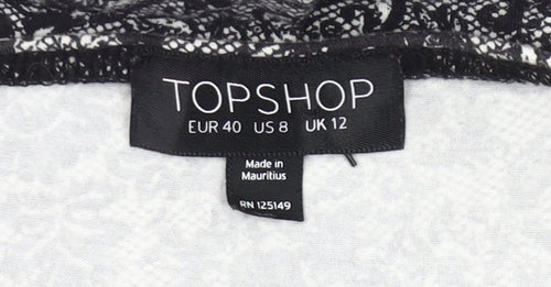 Topshop Women’s Black Floral Lace Short Slip Dress UK 12