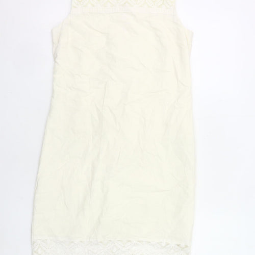 Papaya Women’s Ivory Sleeveless Sheath Knee Length Dress Size 8