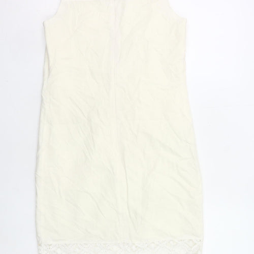 Papaya Women’s Ivory Sleeveless Sheath Knee Length Dress Size 8
