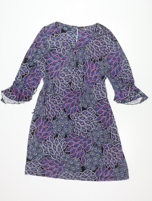 Front view of BHS Women’s Multicoloured Paisley Shift Dress, size UK 18, Viscose