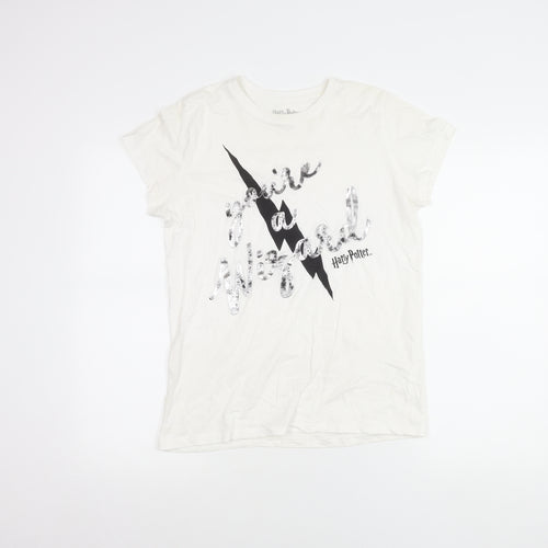 Harry Potter Women White T-Shirt Size 10 Short Sleeve Cotton