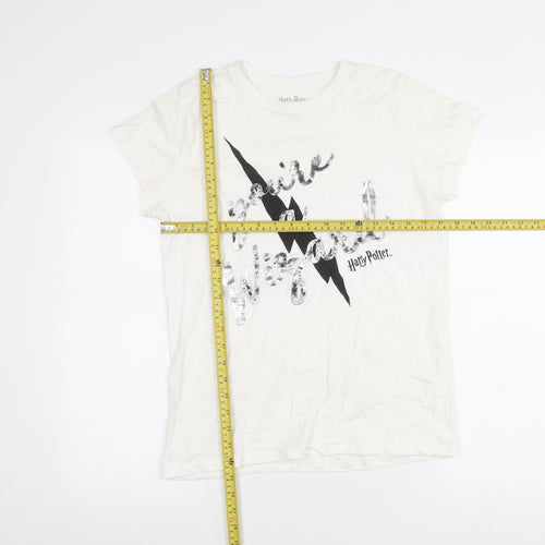 Harry Potter Women White T-Shirt Size 10 Short Sleeve Cotton