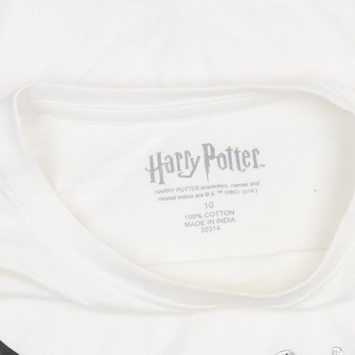 Harry Potter Women White T-Shirt Size 10 Short Sleeve Cotton
