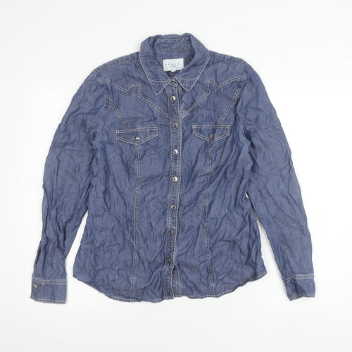 Damsel in a Dress Women’s Blue Lyocell Button-Up Shirt Size 12