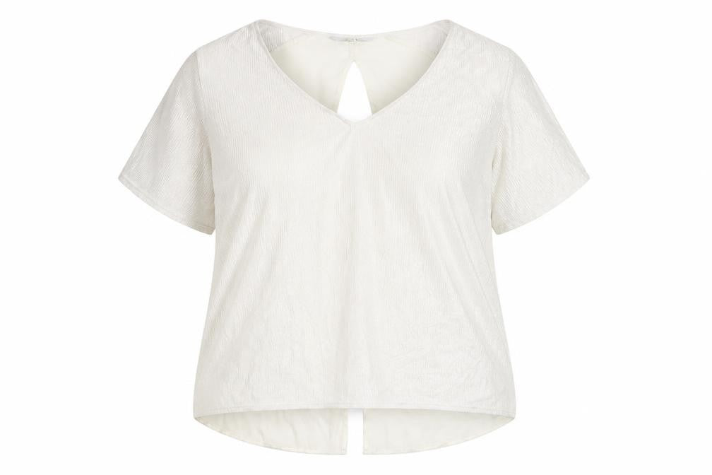 Front view of Next Women White, size 12, Tunic Blouse V-Neck Short Sleeve Polyester