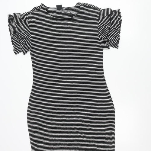 Armani Exchange Women Black Stripe Bodycon Dress Size 14