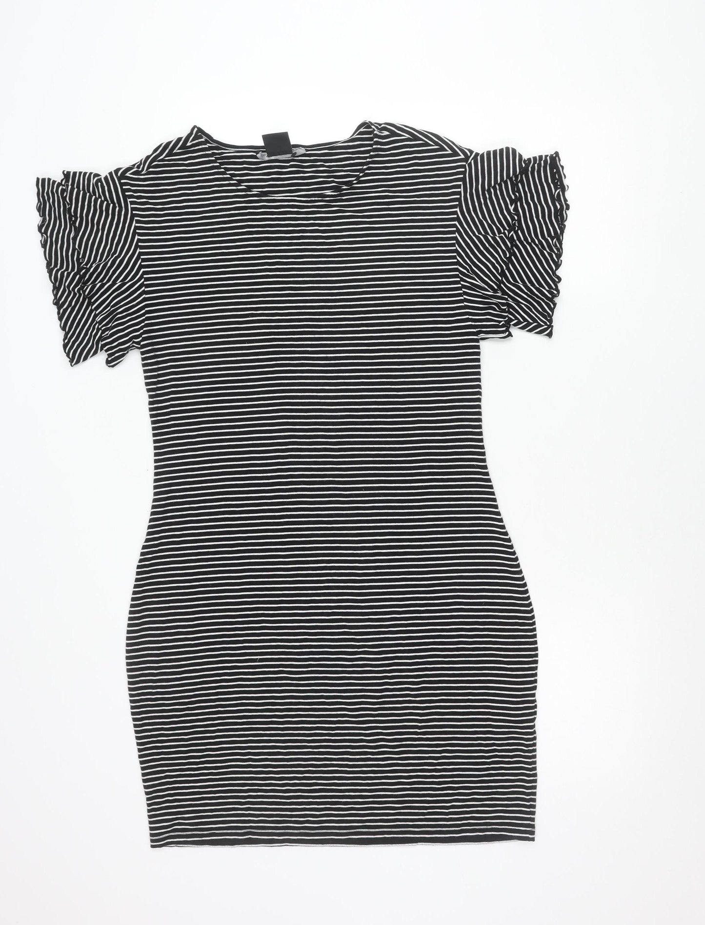 Armani Exchange Women Black Stripe Bodycon Dress Size 14