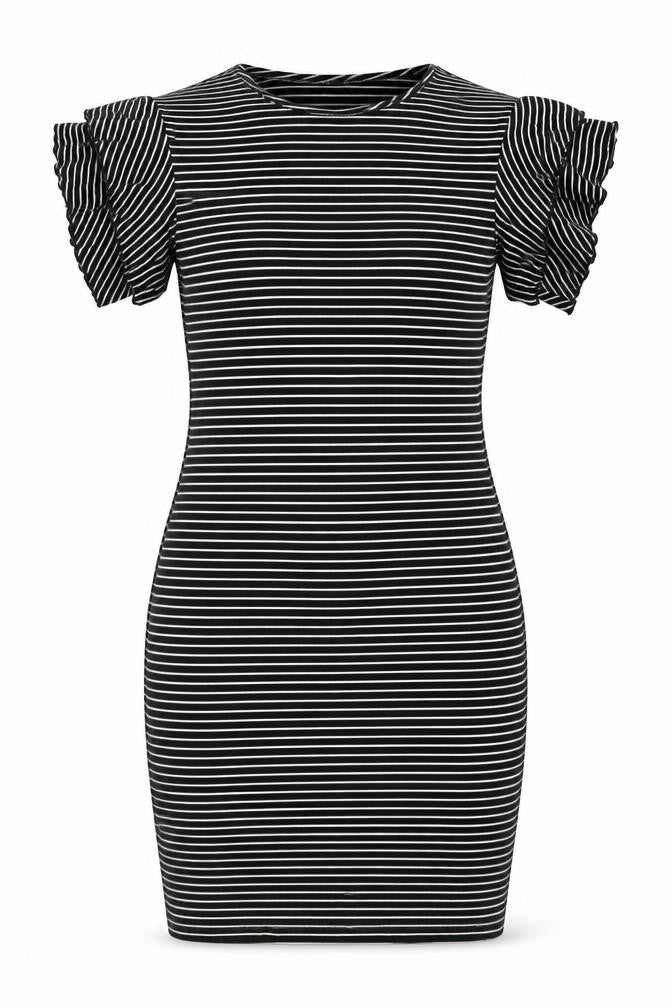 Armani Exchange Women Black Stripe Bodycon Dress Size 14