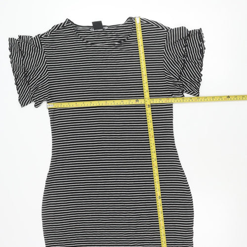 Armani Exchange Women Black Stripe Bodycon Dress Size 14
